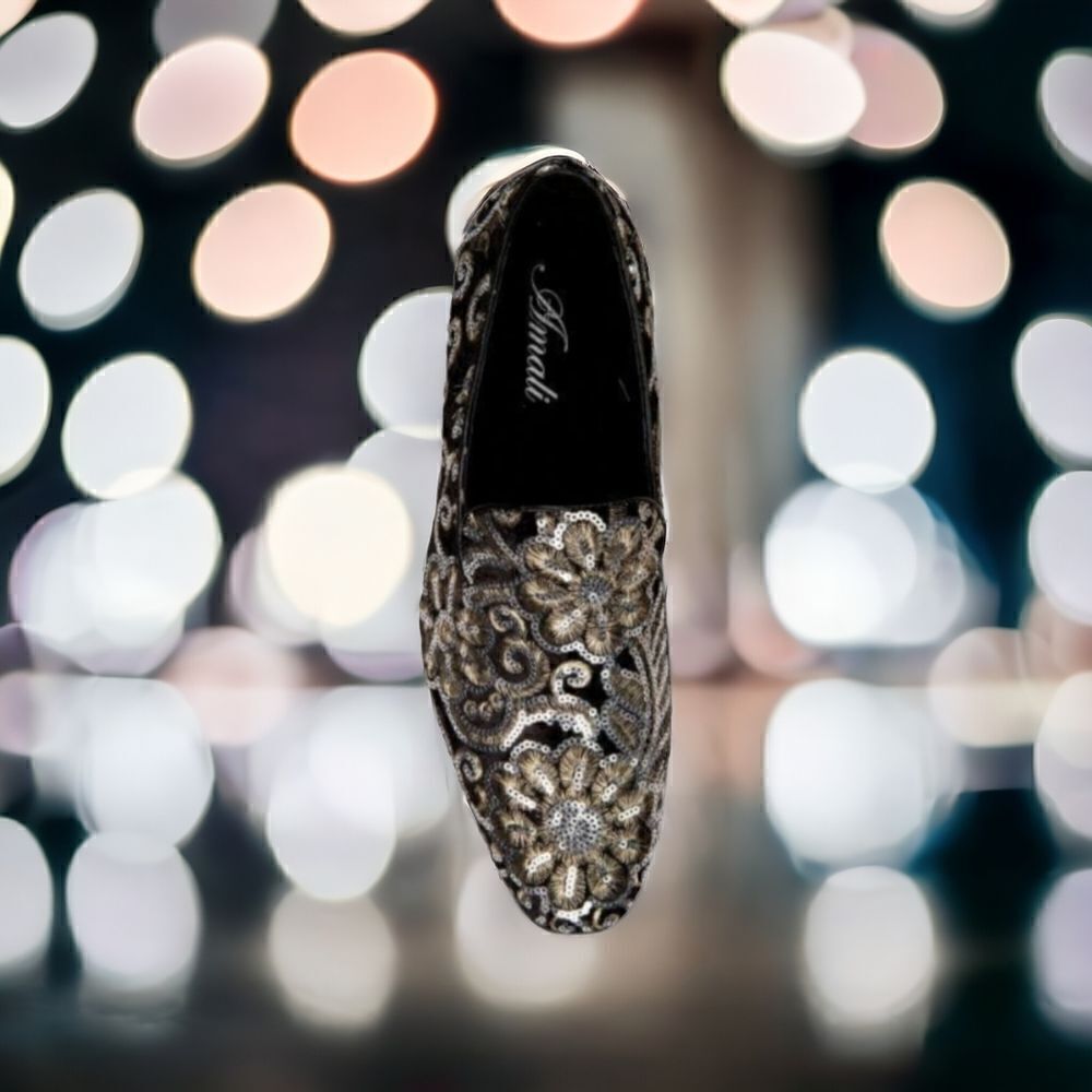 MEN'S AMALI FABIAN SPARKLE LOAFER DRESS SHOE WITH PATTERNED SEQUINS.